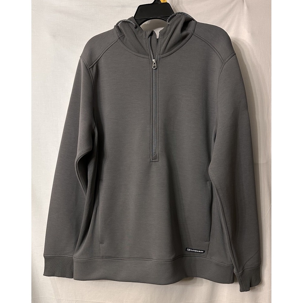 NWT Cutter & Buck Mens 1/2 Zip Gray Hoodie Sweatshirt Mass Tank‎ Size Large
